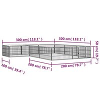 Hondenkennel 12 panelen 100x50 cm gepoedercoat staal zwart