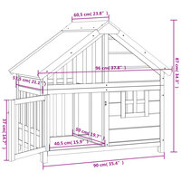 Hondenhok 96x60,5x87 cm massief grenenhout bruin