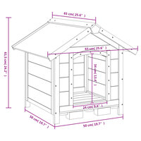 Hondenhok 65x65x61,5 cm massief grenenhout mokkakleurig