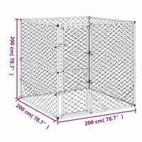 Hondenkennel voor buiten 2x2x2 m gegalvaniseerd staal zilver