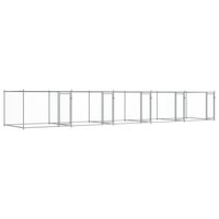 Hondenhok met deuren 10x2x1,5 m gegalvaniseerd staal grijs