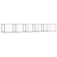 Hondenhok met deuren 10x2x1,5 m gegalvaniseerd staal grijs