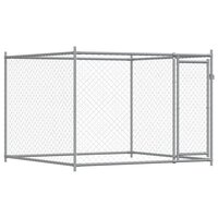 Hondenhok met deuren 10x2x1,5 m gegalvaniseerd staal grijs