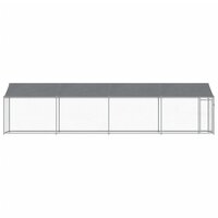 Hondenhok met dak en deur 8x2x2 m gegalvaniseerd staal grijs