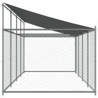 Hondenhok met dak en deur 8x2x2 m gegalvaniseerd staal grijs