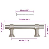 Handvatten 10 st 64 mm roestvrij staal zilverkleurig