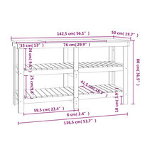Werkbank 142,5x50x80 cm massief grenenhout grijs
