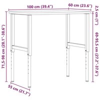 Werkbank rechthoek 100x60x(71,5-98) cm eikenhout lichtbruin