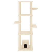 Kattenmeubel met sisal krabpalen 154 cm cr&egrave;mekleurig