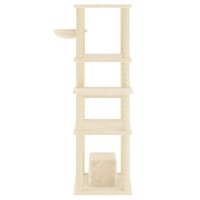 Kattenmeubel met sisal krabpalen 154 cm cr&egrave;mekleurig