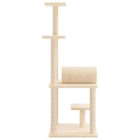 Kattenmeubel met sisal krabpalen 136 cm cr&egrave;mekleurig