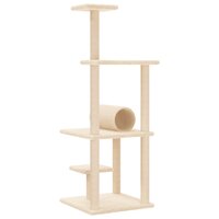 Kattenmeubel met sisal krabpalen 136 cm cr&egrave;mekleurig