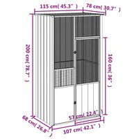 Vogelkooi 115x78x200 cm gegalvaniseerd staal antracietkleur