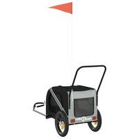 Hondenfietstrailer oxford stof en ijzer grijs en zwart
