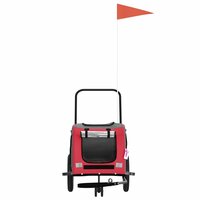 Hondenfietstrailer oxford stof en ijzer rood en zwart