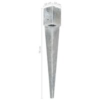 Grondpinnen 6 st 10x10x76 cm gegalvaniseerd staal zilverkleurig