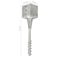Grondpinnen 2 st 12x12x56 cm gegalvaniseerd staal zilverkleurig