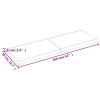 Wastafelblad 160x50x(2-6) cm behandeld massief hout donkerbruin