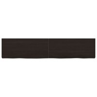 Wastafelblad 140x30x(2-6) cm behandeld massief hout donkerbruin