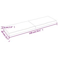 Wastafelblad 140x40x(2-6) cm behandeld massief hout donkerbruin