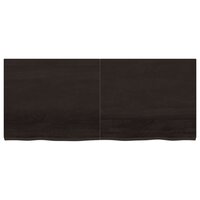 Wastafelblad 140x60x(2-4) cm behandeld massief hout donkerbruin