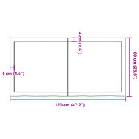 Wastafelblad 120x60x(2-4) cm behandeld massief hout donkerbruin