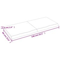 Wastafelblad 140x60x(2-6) cm behandeld massief hout lichtbruin