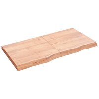 Wastafelblad 120x60x(2-6) cm behandeld massief hout lichtbruin
