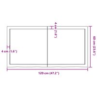 Wastafelblad 120x60x(2-6) cm behandeld massief hout lichtbruin