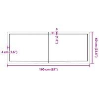 Wastafelblad 160x60x(2-4) cm behandeld massief hout lichtbruin