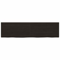 Wastafelblad 220x60x(2-6) cm behandeld massief hout donkerbruin