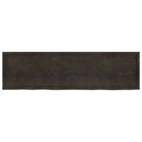 Wastafelblad 220x60x(2-6) cm behandeld massief hout donkerbruin