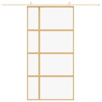 Schuifdeur 102,5x205 cm helder ESG-glas en aluminium goudkleur