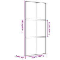 Schuifdeur 90x205 cm helder ESG-glas en aluminium goudkleurig