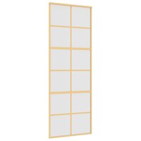 Schuifdeur 76x205 cm mat ESG-glas en aluminium goudkleurig