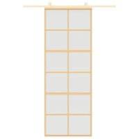 Schuifdeur 76x205 cm mat ESG-glas en aluminium goudkleurig