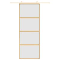 Schuifdeur 76x205 cm mat ESG-glas en aluminium goudkleurig