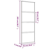 Schuifdeur 76x205 cm mat ESG-glas en aluminium goudkleurig