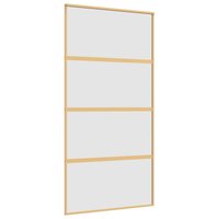Schuifdeur 102,5x205 cm mat ESG-glas en aluminium goudkleurig