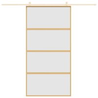 Schuifdeur 102,5x205 cm mat ESG-glas en aluminium goudkleurig