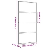 Schuifdeur 102,5x205 cm mat ESG-glas en aluminium goudkleurig