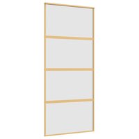 Schuifdeur 90x205 cm mat ESG-glas en aluminium goudkleurig