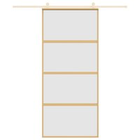 Schuifdeur 90x205 cm mat ESG-glas en aluminium goudkleurig