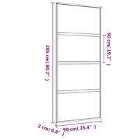 Schuifdeur 90x205 cm mat ESG-glas en aluminium goudkleurig