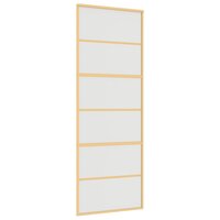 Schuifdeur 76x205 cm mat ESG-glas en aluminium goudkleurig