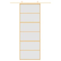 Schuifdeur 76x205 cm mat ESG-glas en aluminium goudkleurig