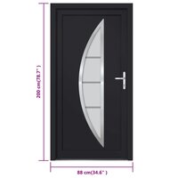 Voordeur 88x200 cm PVC antracietkleurig