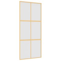 Schuifdeur 90x205 cm mat ESG-glas en aluminium goudkleurig
