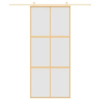 Schuifdeur 90x205 cm mat ESG-glas en aluminium goudkleurig