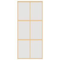 Schuifdeur 90x205 cm mat ESG-glas en aluminium goudkleurig